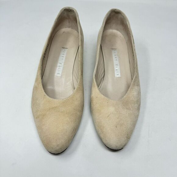 Perry Ellis‎ Nude Portfolio Suede Kitten Heel Size 7.5 - Picture 3 of 8